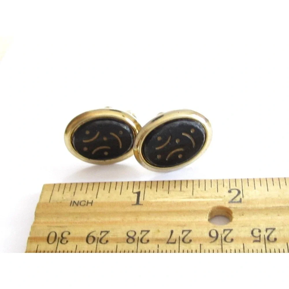 Vintage Classy Jewelry For Men Of Distinction Boxed Black Cabochon Cufflinks*L16